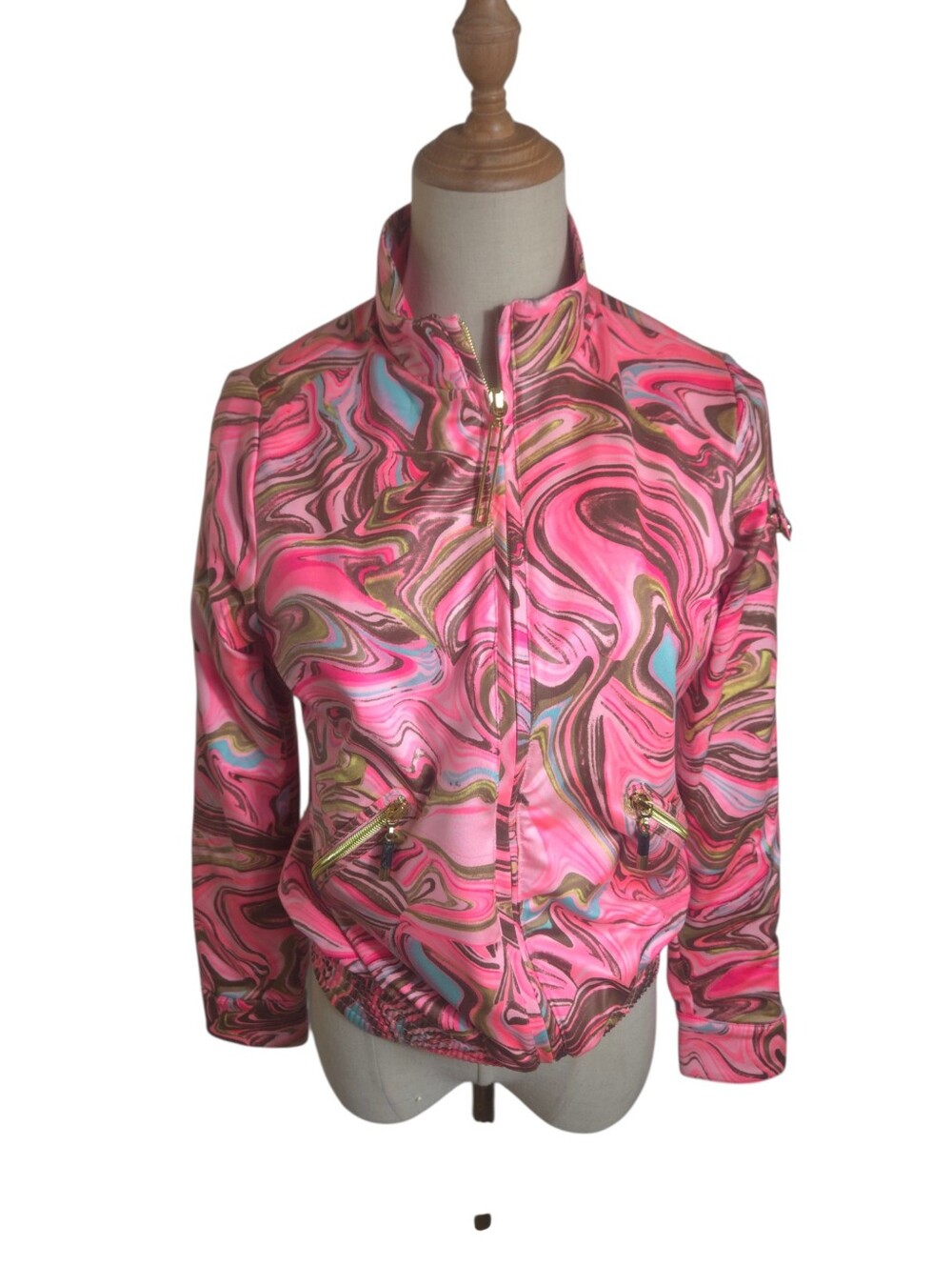 Jamie Sadock Whirl Marble Full-zip Pink Sugar Angel Golf Jacket